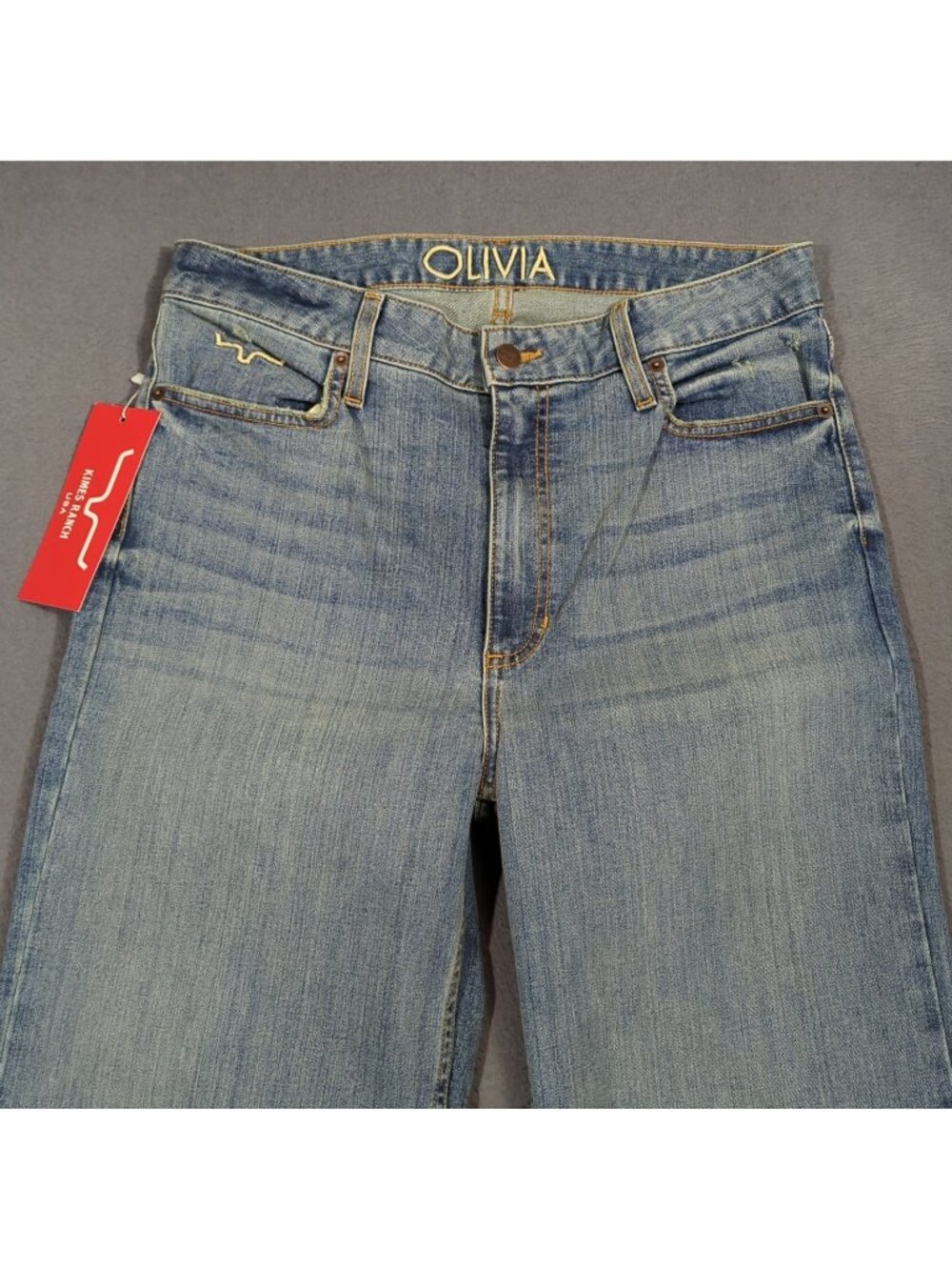 Kimes Ranch Jeans Women's 10x30 Blue Olivia Wide Leg Raw Hem High Rise Western